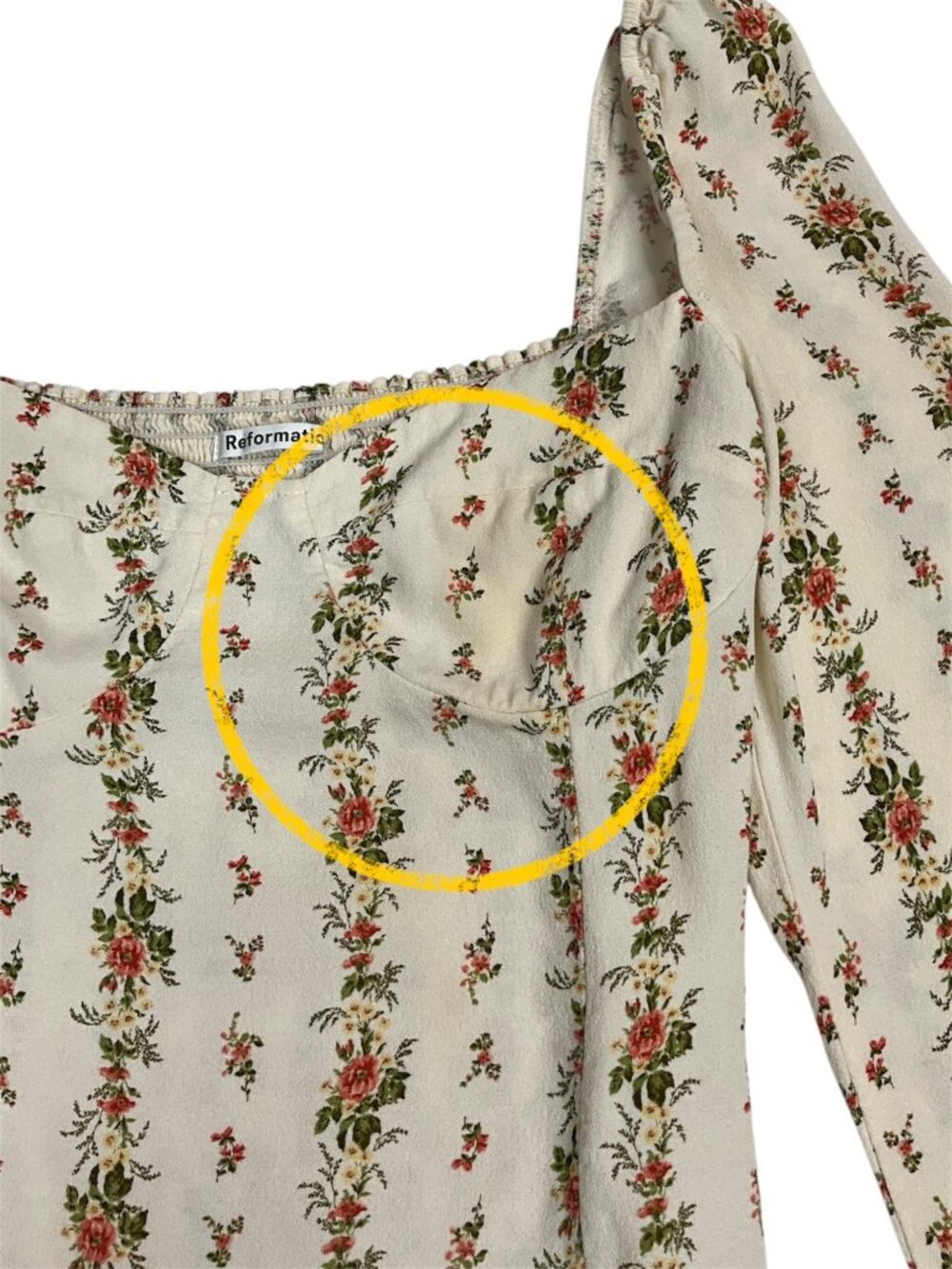 Reformation Floral Reign Top Blouse 6 Cream Romantic DEFECT - Picture 5 of 16